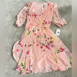 Julian Taylor Pink Floral Long Sleeve Dress